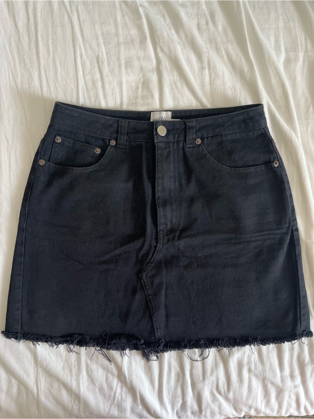 Princess Polly Black Denim Mini Skirt